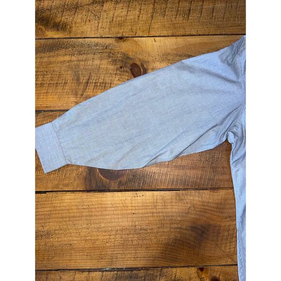 Mens Tommy Hilfiger Gray Blue Long Sleeve‎ Button Down Dress Shirt Size 17 34-35 - Picture 5 of 6